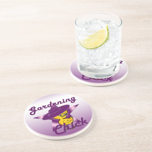 Gardening Chick #9 Zandsteen Onderzetter (Zijkant)