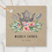 Gardening Crown Boho Chic Waterverf Tools Flowers Bedankjes Labels (Voorkant)