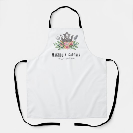 Gardening Crown Boho Chic Waterverf Tools Flowers Schort (Voorkant)