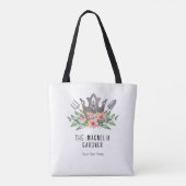 Gardening Crown Boho Chic Waterverf Tools Flowers Tote Bag (Achterkant)