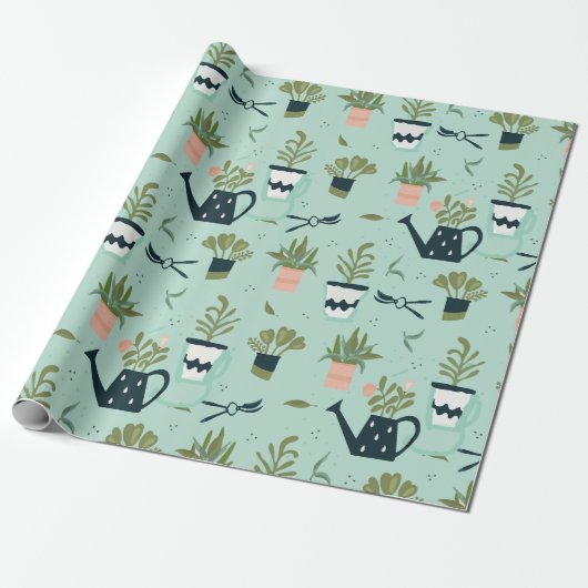 Gardening Design Wrapping Paper Cadeaupapier (Uitgerold)