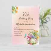 Gardening Flowers 90th Birthday Party Kaart (Staand voorkant)