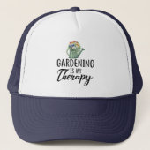 Gardening Gift, Gardening is mijn therapie, tuinie Trucker Pet (Voorkant)