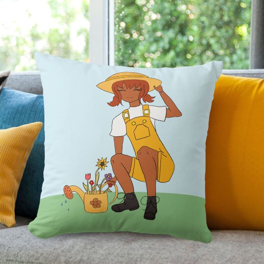 Gardening Girl met bloemen Kussen