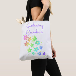 Gardening Grandma Rainbow Flowers Canvas tas