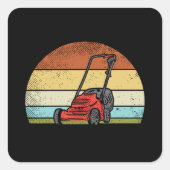 Gardening - grasmaaier vierkante sticker (Voorkant)