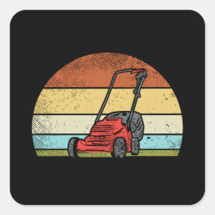 Gardening - grasmaaier vierkante sticker