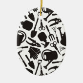 Gardening Icons Silhouettes Keramisch Ornament (Voorkant)