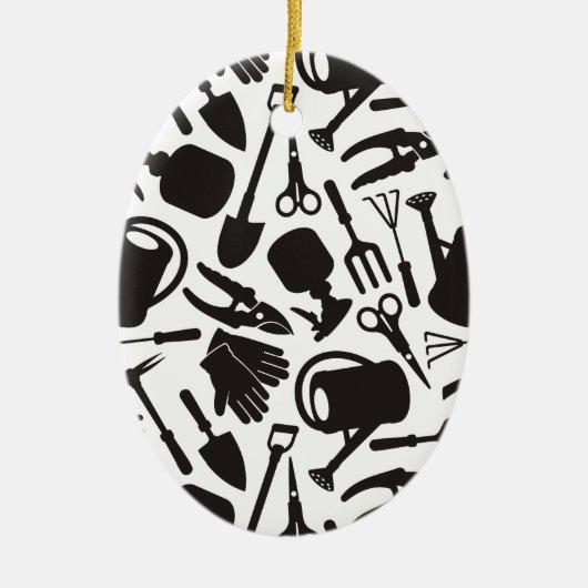 Gardening Icons Silhouettes Keramisch Ornament (Voorkant)
