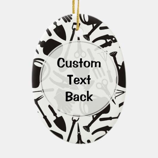 Gardening Icons Silhouettes Keramisch Ornament (Achterkant)