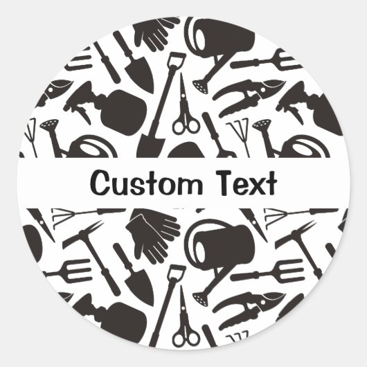 Gardening Icons Silhouettes Ronde Sticker (Voorkant)
