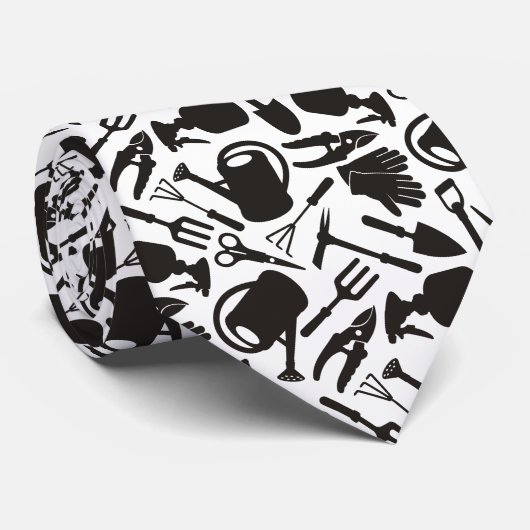 Gardening Icons Silhouettes Stropdas (Opgerold)