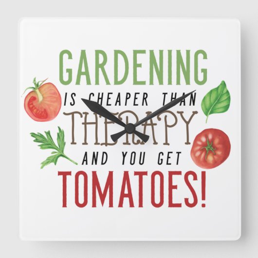 Gardening is beter dan medicijntypografie vierkante klok (Voorkant)