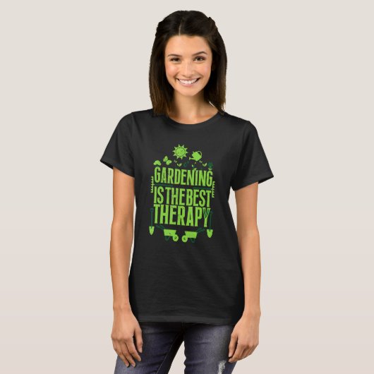 Gardening is het beste denken t-shirt (Voorkant volledig)