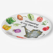 Gardening is mijn therapie groente-watersprot   papieren bordje (Gekanteld)