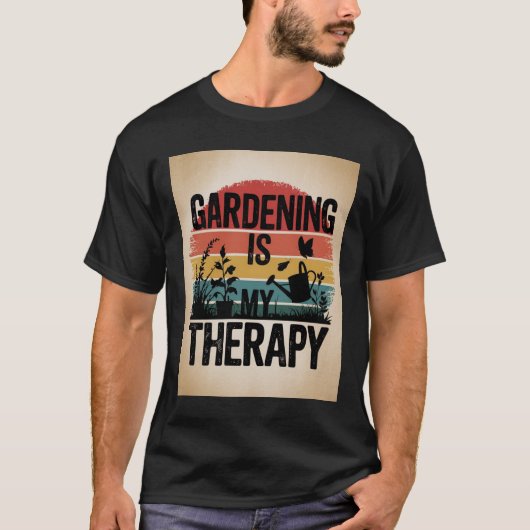 Gardening is mijn therapie t-shirt (Voorkant)