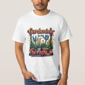 Gardening is mijn therapie t-shirt