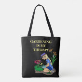 Gardening is mijn therapie tote bag (Achterkant)