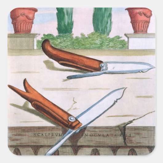 Gardening Knife uit 'Hesperides' door Giovanni Bat Vierkante Sticker (Voorkant)