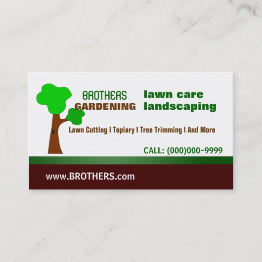 Gardening/landschapsontwerp/graszorg/boomopmaak Visitekaartje (Voorkant)