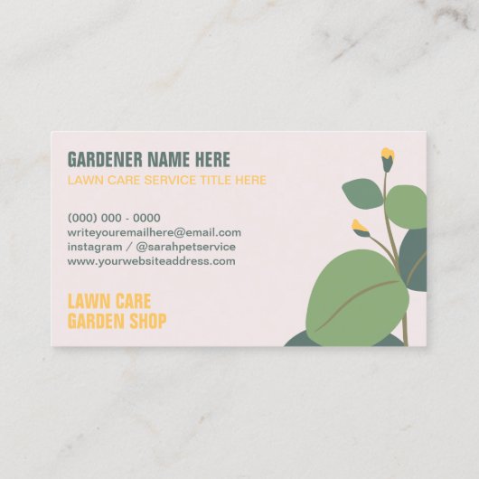 Gardening Lawn Service Grasmaaier Visitekaartje (Achterkant)