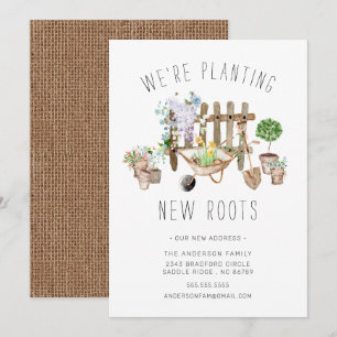 Gardening met nieuwe wortels die aankondiging verp