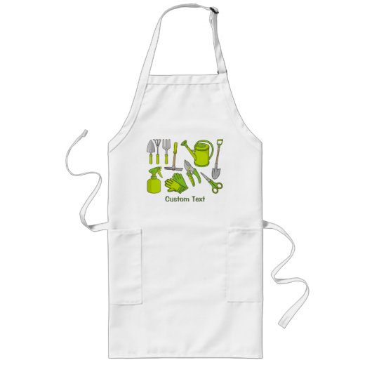 Gardening-pictogrammen Lang Schort (Voorkant)