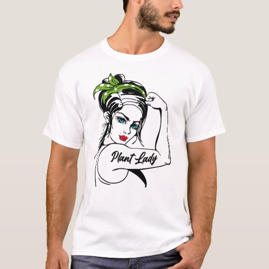Gardening Plant Lady Rosie De Riveter T-shirt (Voorkant)