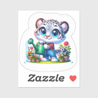 Gardening Snow Leopard Stickers