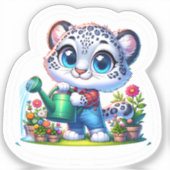 Gardening Snow Leopard Stickers (Voorkant)