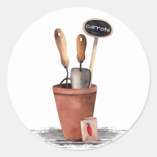 Gardening Terracotta Round Sticker (Voorkant)