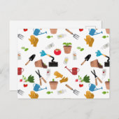 Gardening Tools Planten Gardener Nursery Pattern Feestdagenkaart (Voorkant / Achterkant)