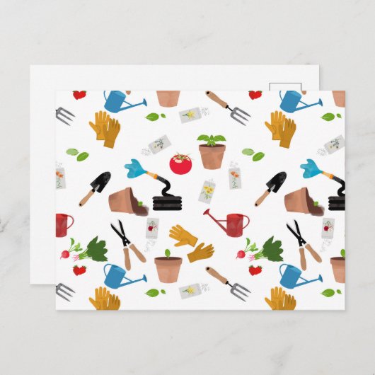 Gardening Tools Planten Gardener Nursery Pattern Feestdagenkaart (Voorkant / Achterkant)