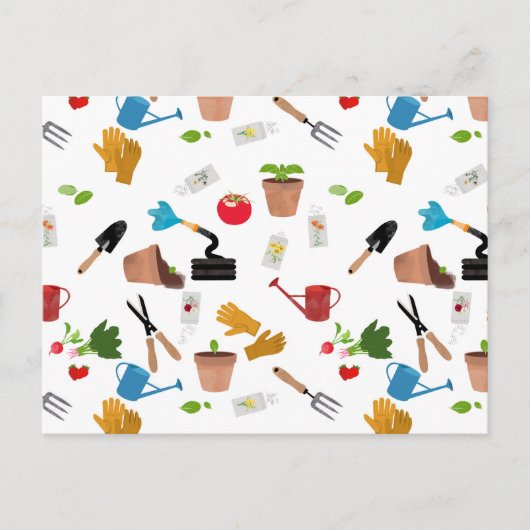 Gardening Tools Planten Gardener Nursery Pattern Feestdagenkaart (Voorkant)