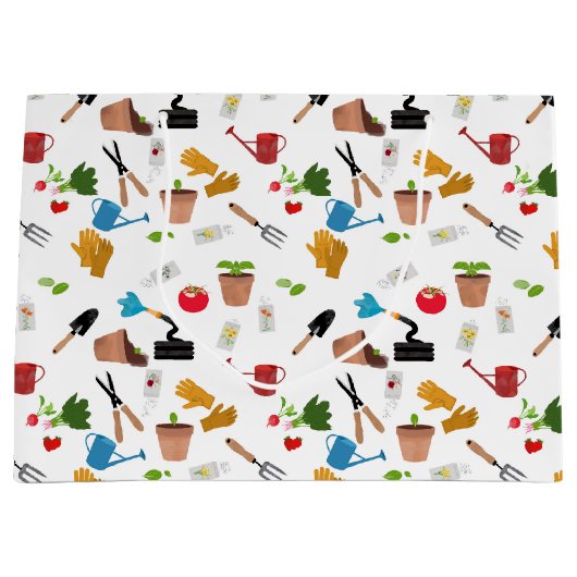 Gardening Tools Planten Gardener Nursery Pattern Groot Cadeauzakje (Voorkant)