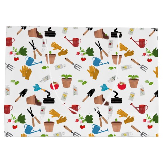 Gardening Tools Planten Gardener Nursery Pattern Groot Cadeauzakje (Achterkant)