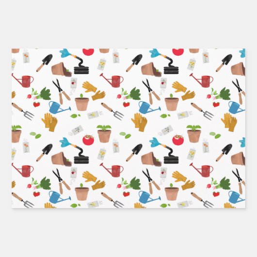 Gardening Tools Planten Gardener Nursery Pattern Inpakpapier Vel (Voorkant)