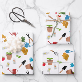 Gardening Tools Planten Gardener Nursery Pattern Inpakpapier Vel