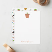 Gardening Tools Planten Gardener Nursery Pattern Notitiekaartje (Voorkant / Achterkant in situ)