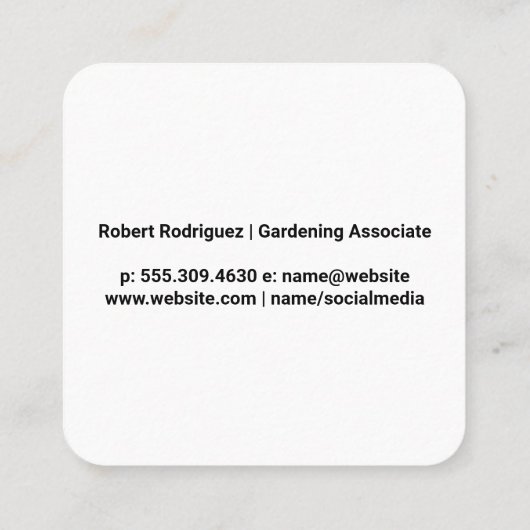 Gardening Tools Variety | Green Grass Vierkante Visitekaartje (Achterkant)