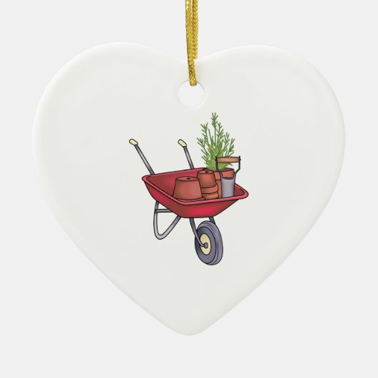 GARDENING WHEELBARROW KERAMISCH ORNAMENT (Voorkant)