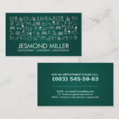 Gardening - witte pictogrammen op smaragdgroen visitekaartje (Voorkant / Achterkant)