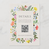 Garden's Bloom Wildflower QR Code Bruiloft Informatiekaartje (Voorkant)