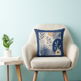 Gardens Syracuse Abstract Navy Leaf Kussen
