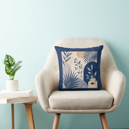 Gardens Syracuse Abstract Navy Leaf Kussen (Stoel)