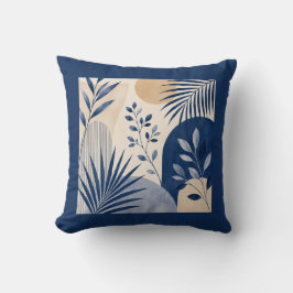 Gardens Syracuse Abstract Navy Leaf Kussen