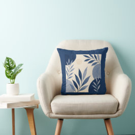 Gardens Syracuse Ivoorkleurig Blauw Bladerenkussen Kussen