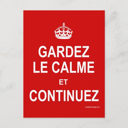 GARDEZ LE CALME ET CONTINUEZ BRIEFKAART (Voorkant)