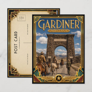 Gardiner Montana Vintage Art Deco Gouden Tijdperk Briefkaart