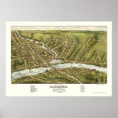 Gardiner & Pittston, ME Panoramic Map - 1878 Poster (Voorkant)